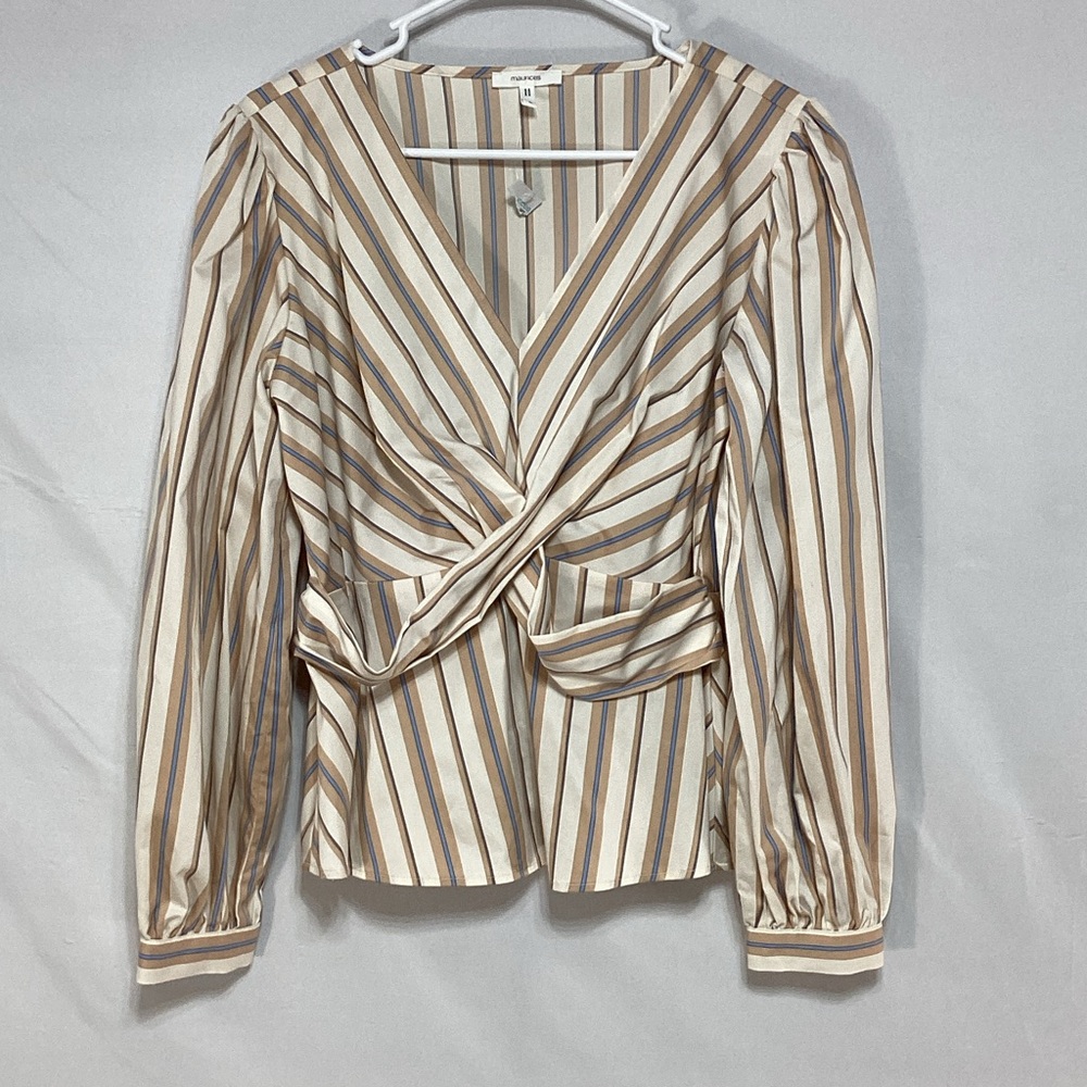 NWT Maurices large Cream and Tan Striped Blouse